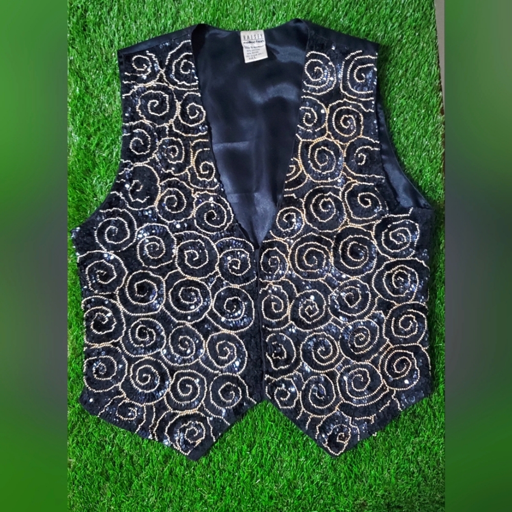 Vintage Halsey Collection Sequin and Bead Vest